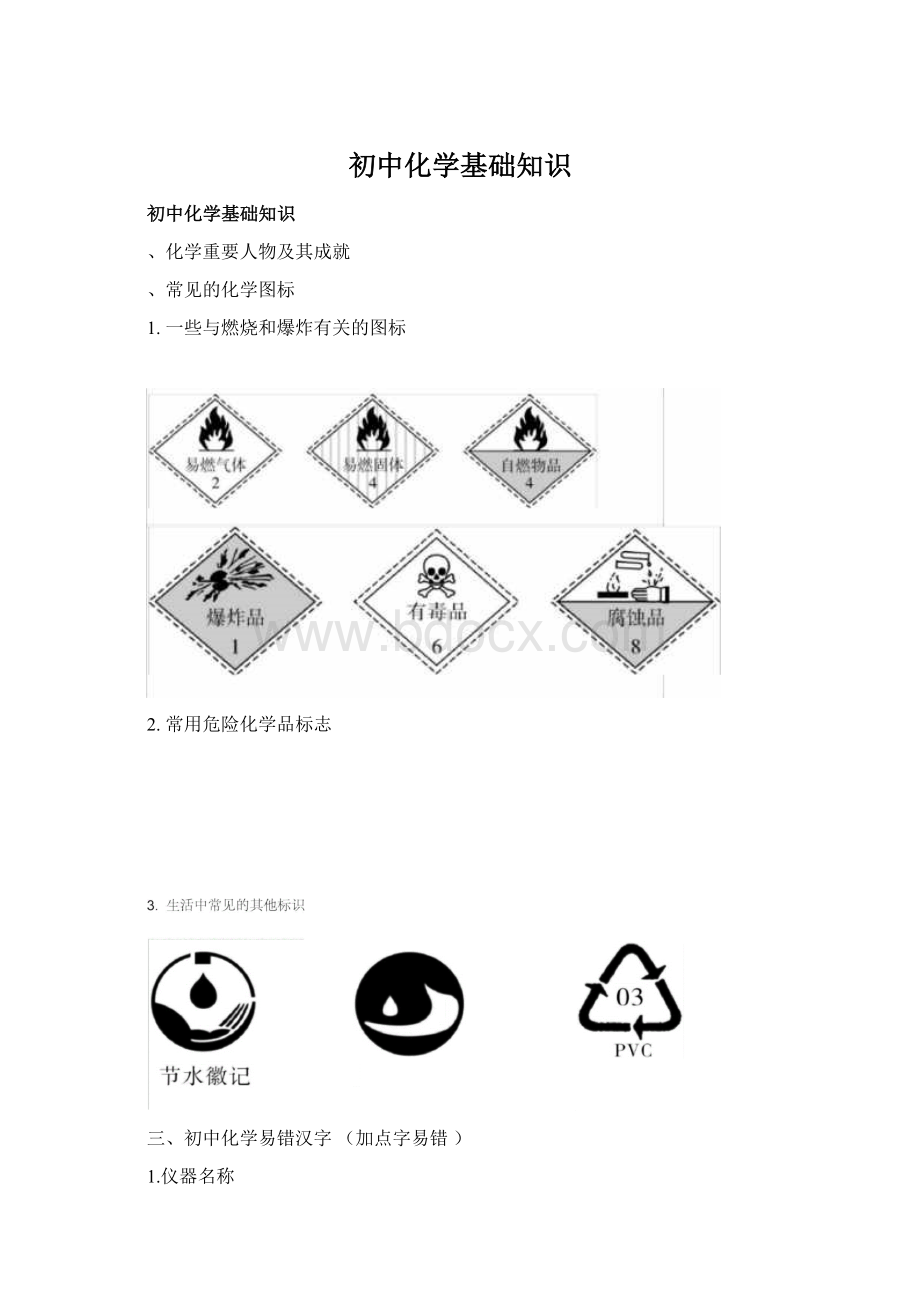 初中化学基础知识Word文档格式.docx