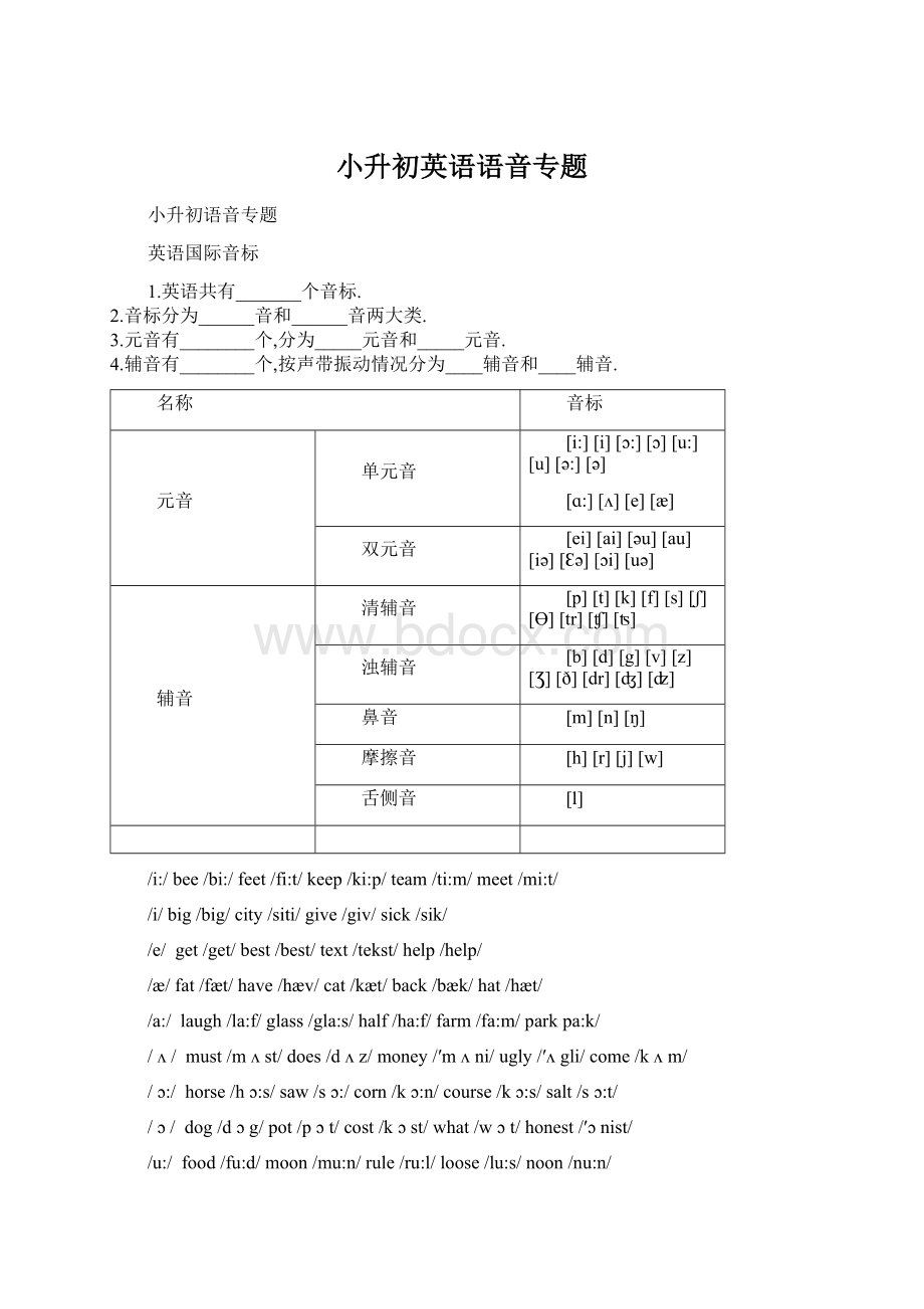 小升初英语语音专题文档格式.docx