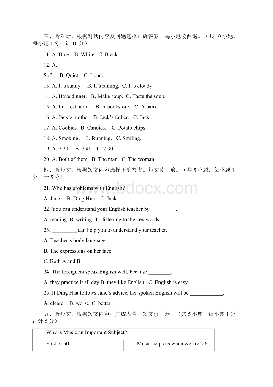 中考第一次诊断性考试英语试题含答案Word文件下载.docx_第2页