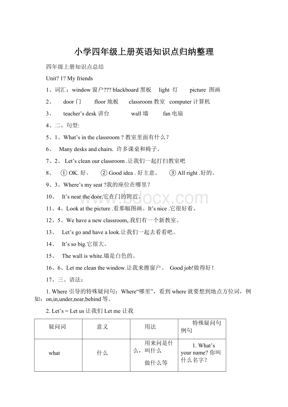 小学四年级上册英语知识点归纳整理.docx_第1页