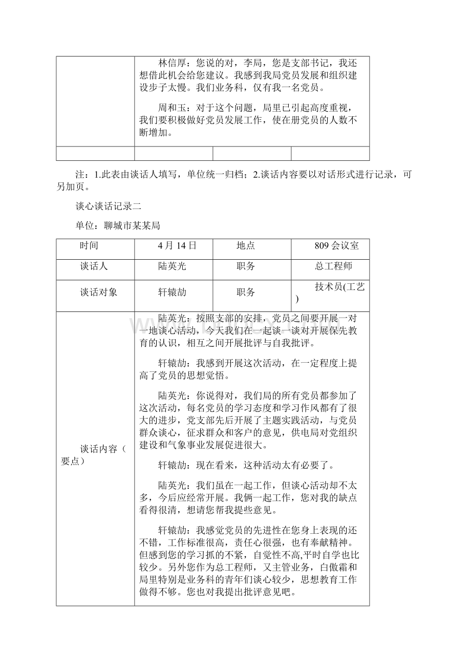 组织生活谈心谈话记录内容九篇文档格式.docx_第2页