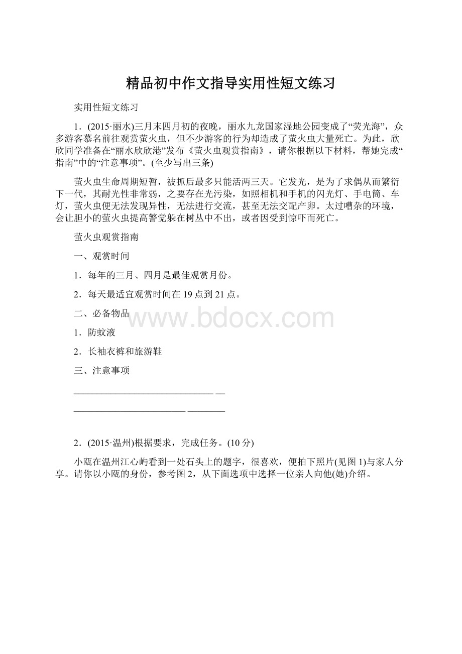 精品初中作文指导实用性短文练习.docx