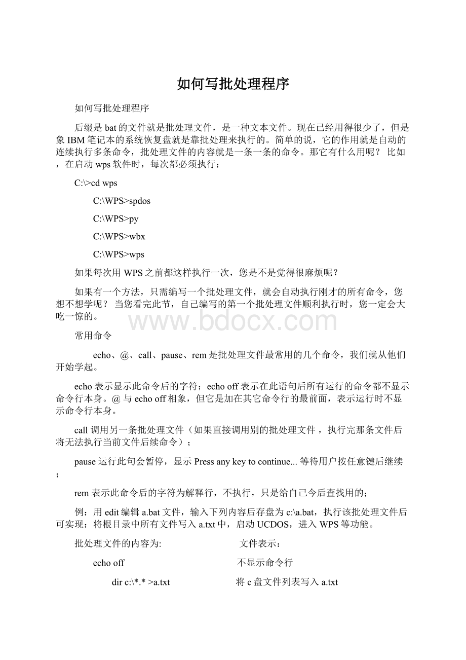 如何写批处理程序文档格式.docx