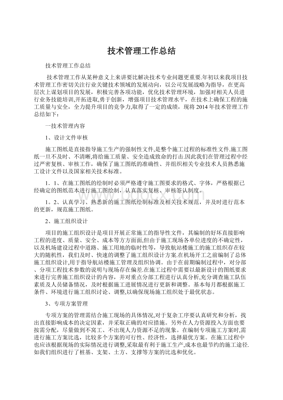 技术管理工作总结文档格式.docx