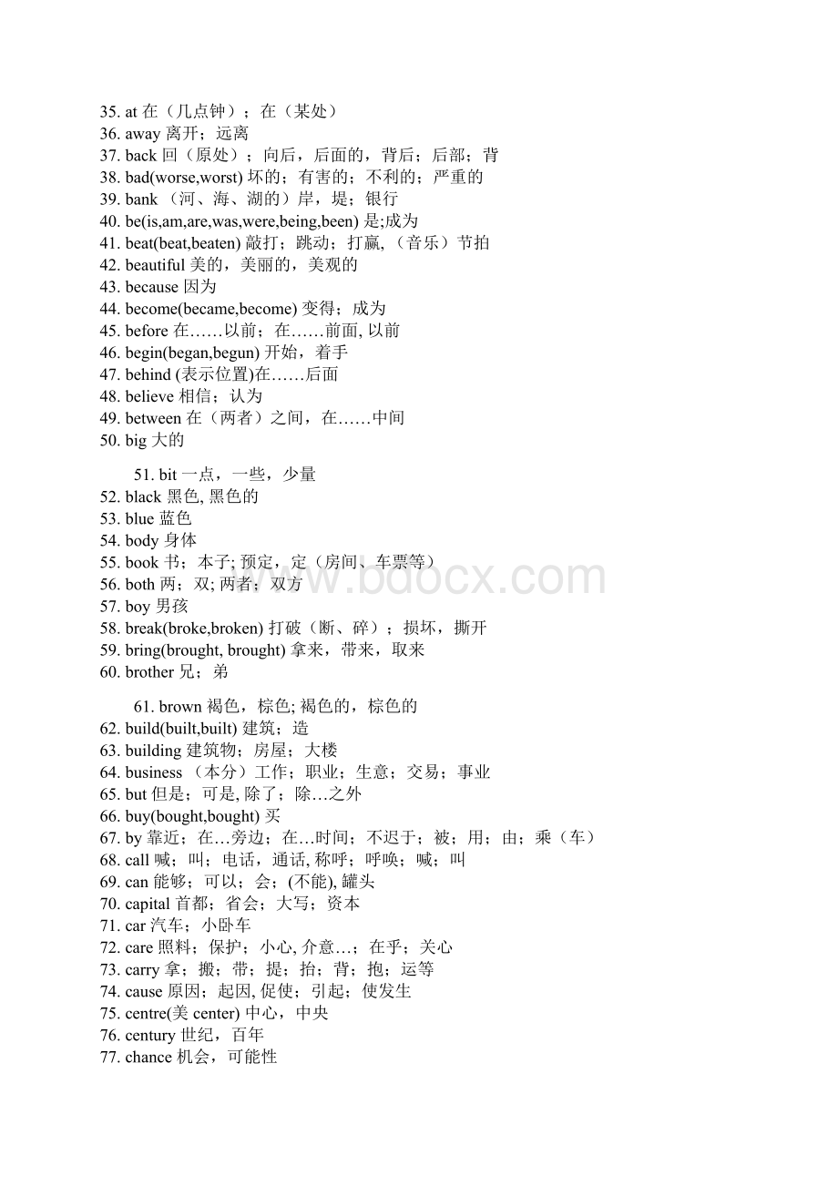 初中常考英语单词Word文档下载推荐.docx_第2页