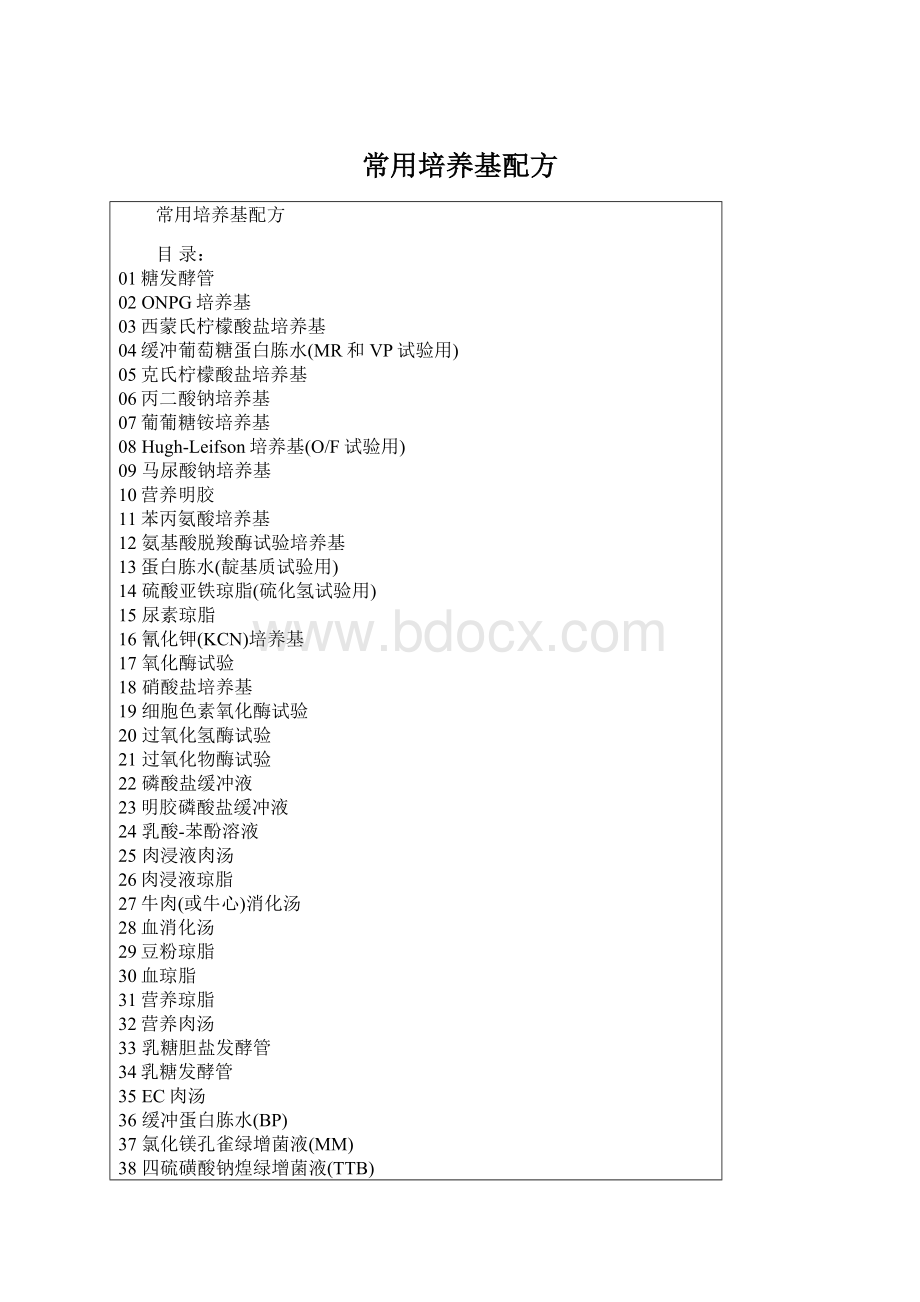 常用培养基配方文档格式.docx