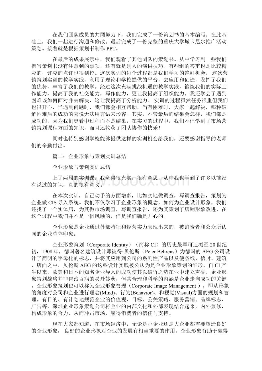 策划实训小结共15页Word文档下载推荐.docx_第2页