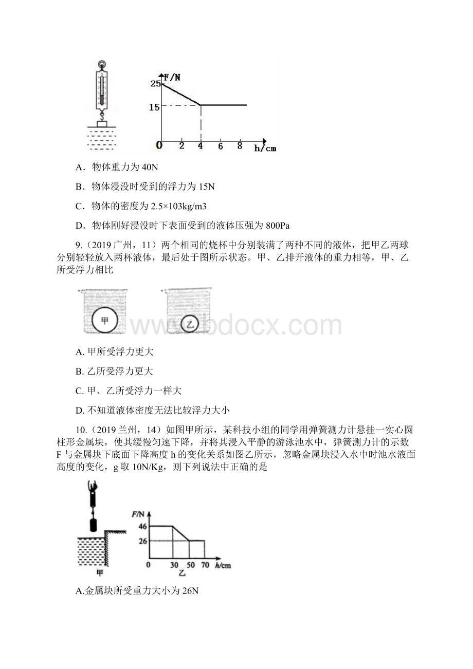 中考物理真题分类汇编阿基米德原理专题word版包含答案Word下载.docx_第3页