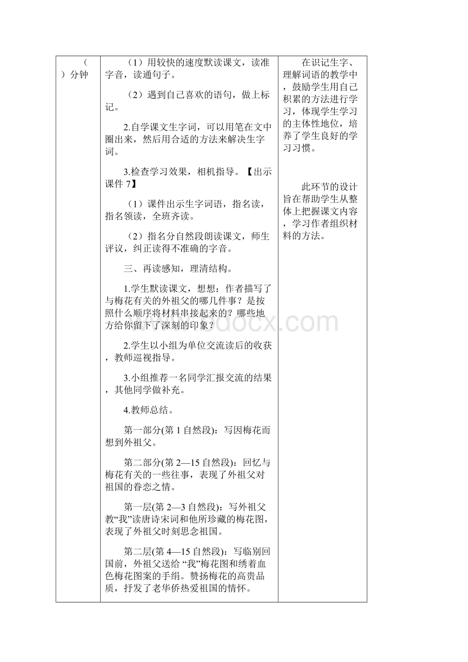 4 梅花魂 表格式教案教学设计新教材Word文档下载推荐.docx_第3页