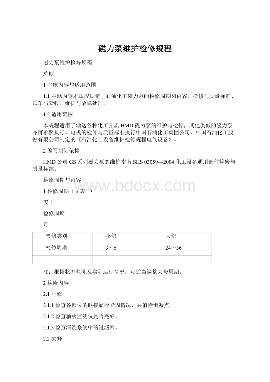 磁力泵维护检修规程.docx_第1页