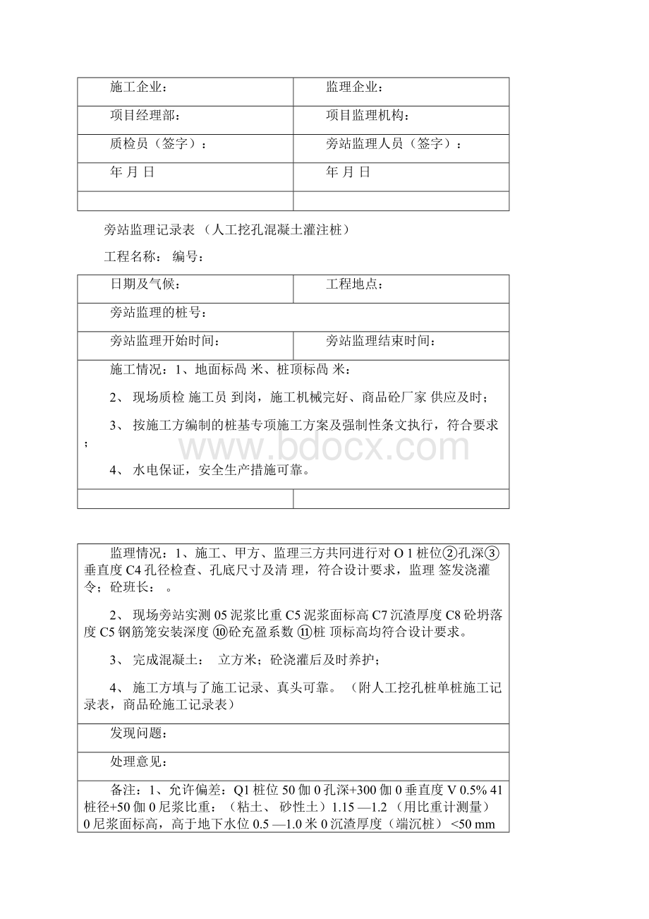 桩基基础旁站监理记录范本文档格式.docx_第3页