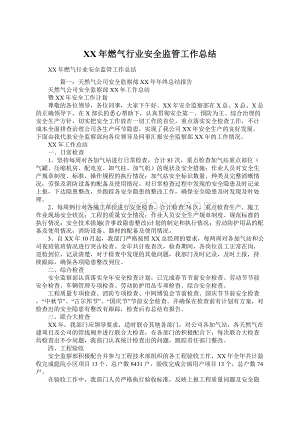 XX年燃气行业安全监管工作总结文档格式.docx