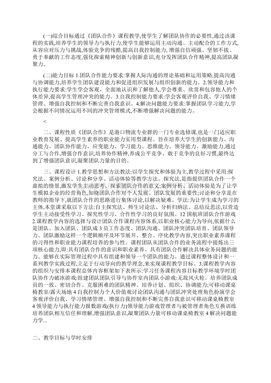 《团队合作教程》教学大纲文档格式.docx_第2页