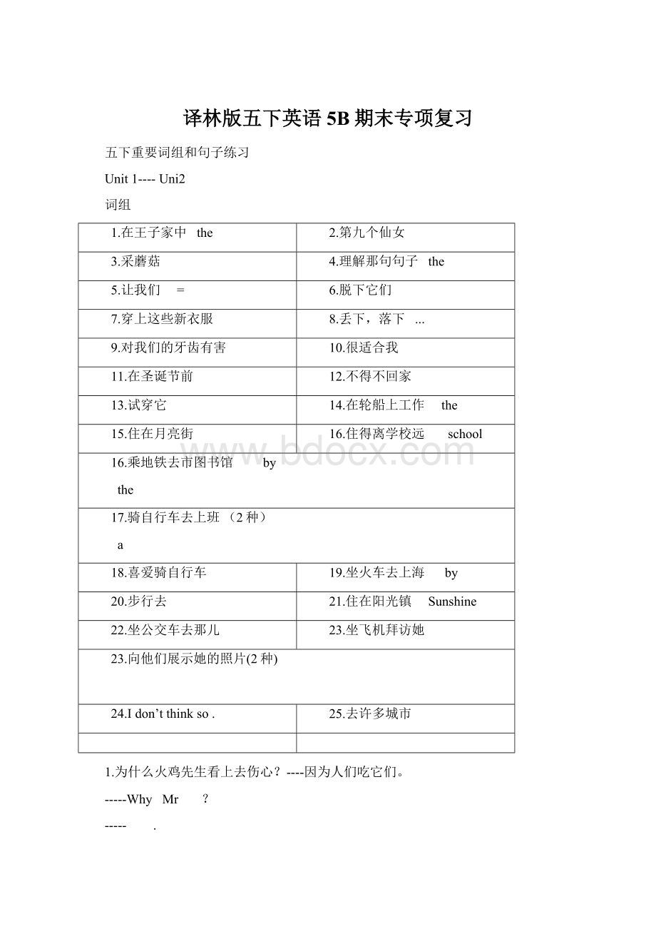 译林版五下英语5B期末专项复习Word格式文档下载.docx