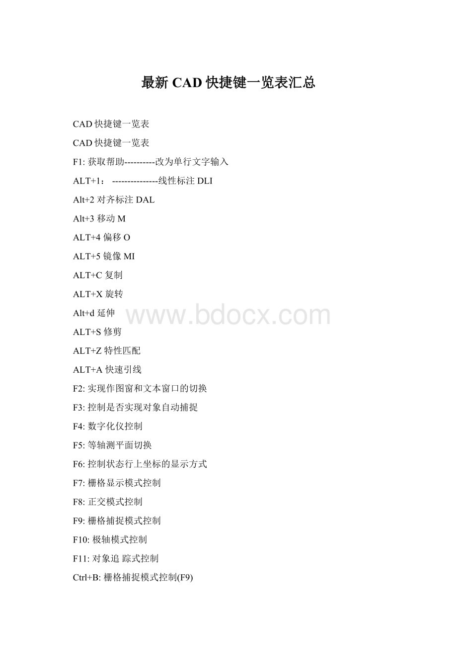 最新CAD快捷键一览表汇总.docx_第1页