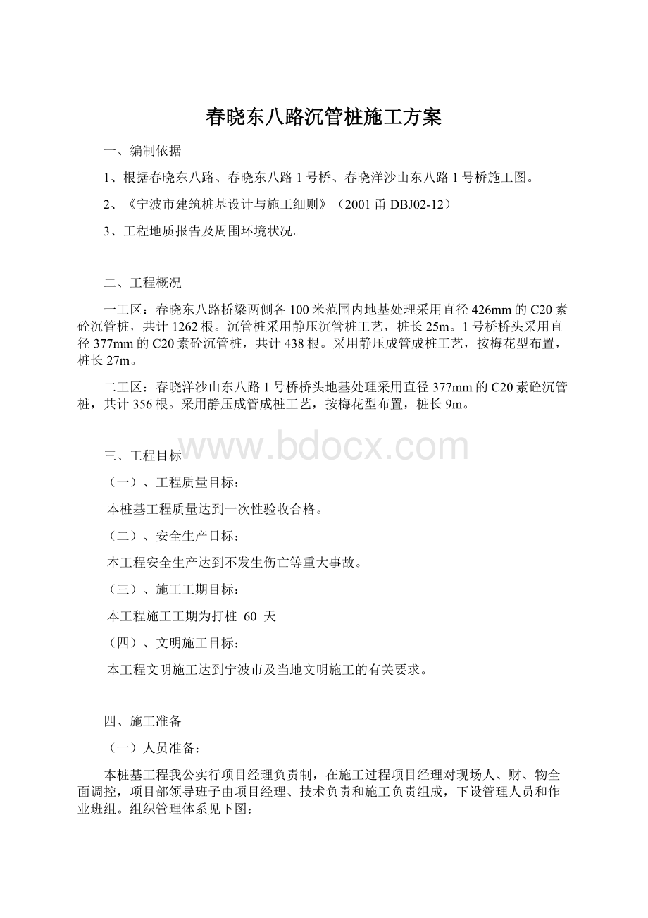 春晓东八路沉管桩施工方案文档格式.docx