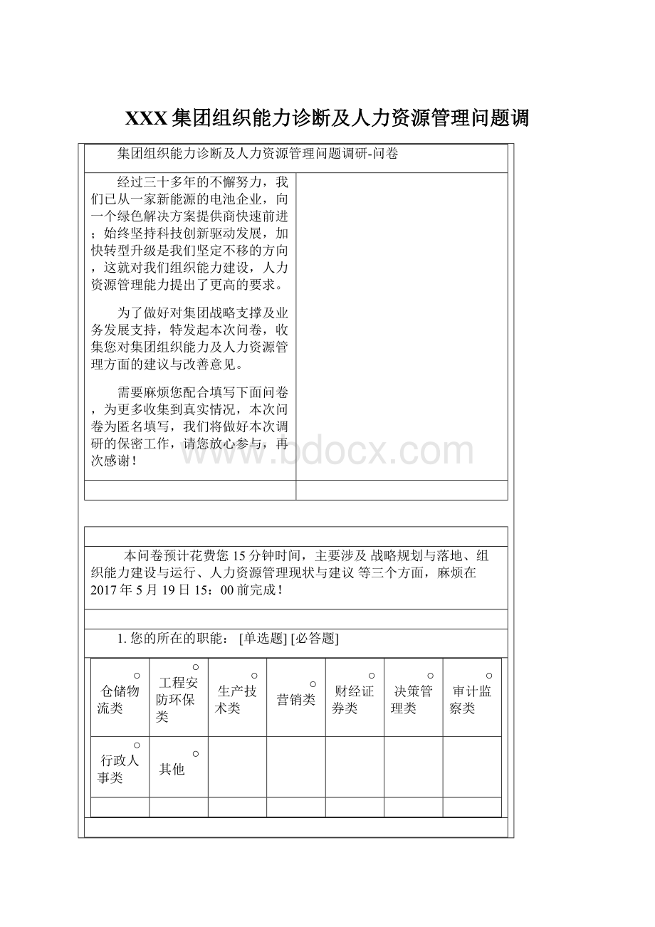 XXX集团组织能力诊断及人力资源管理问题调.docx