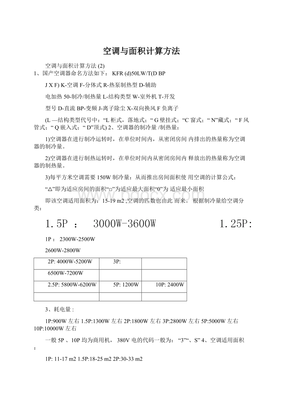 空调与面积计算方法Word文档下载推荐.docx