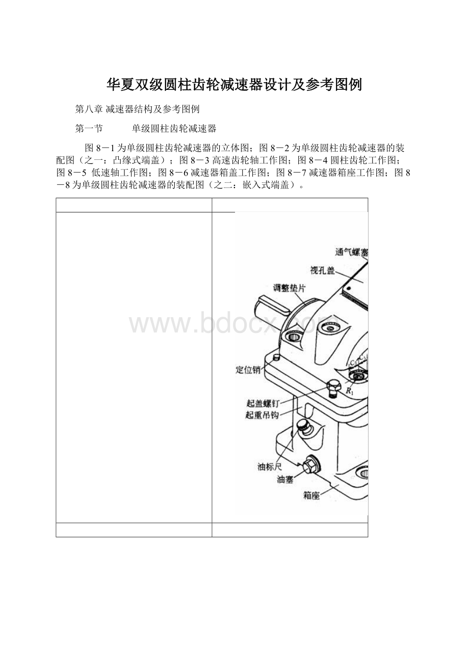 华夏双级圆柱齿轮减速器设计及参考图例.docx