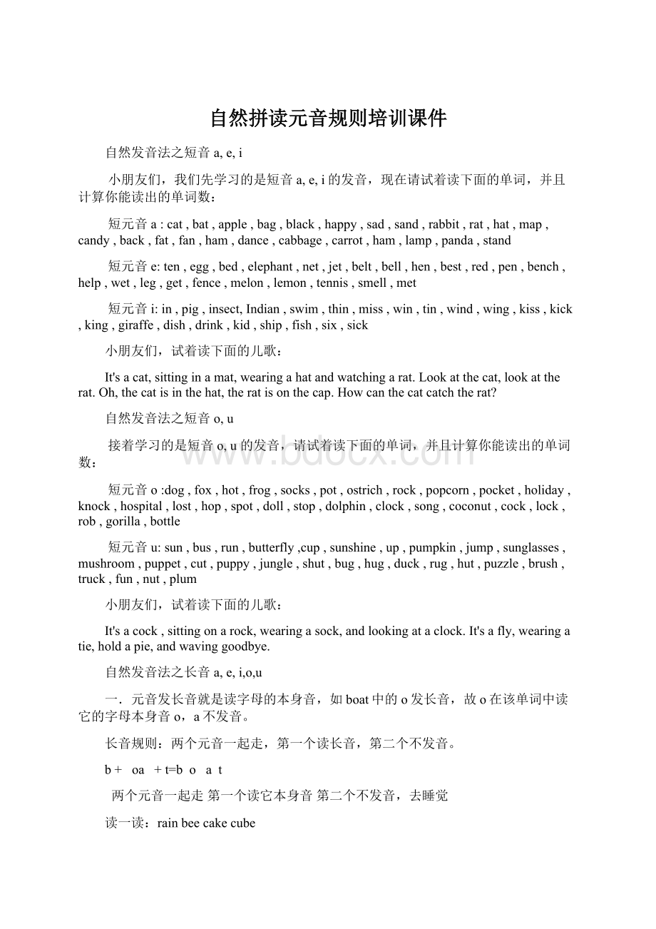 自然拼读元音规则培训课件Word文档格式.docx_第1页