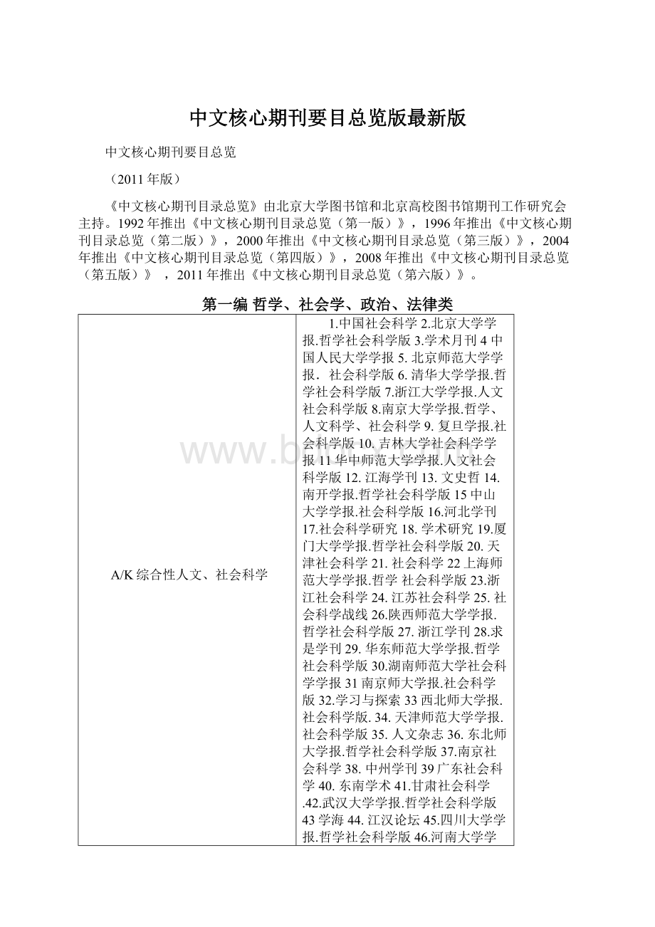 中文核心期刊要目总览版最新版.docx_第1页