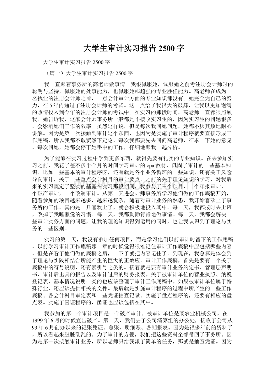 大学生审计实习报告2500字.docx_第1页