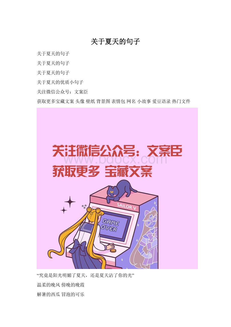 关于夏天的句子Word文档下载推荐.docx