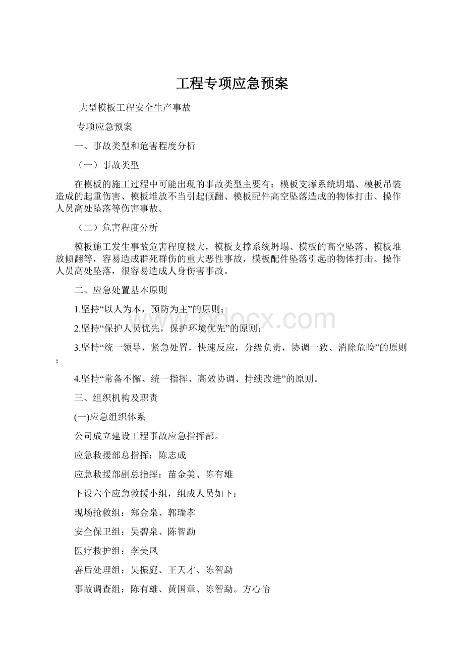 工程专项应急预案文档格式.docx