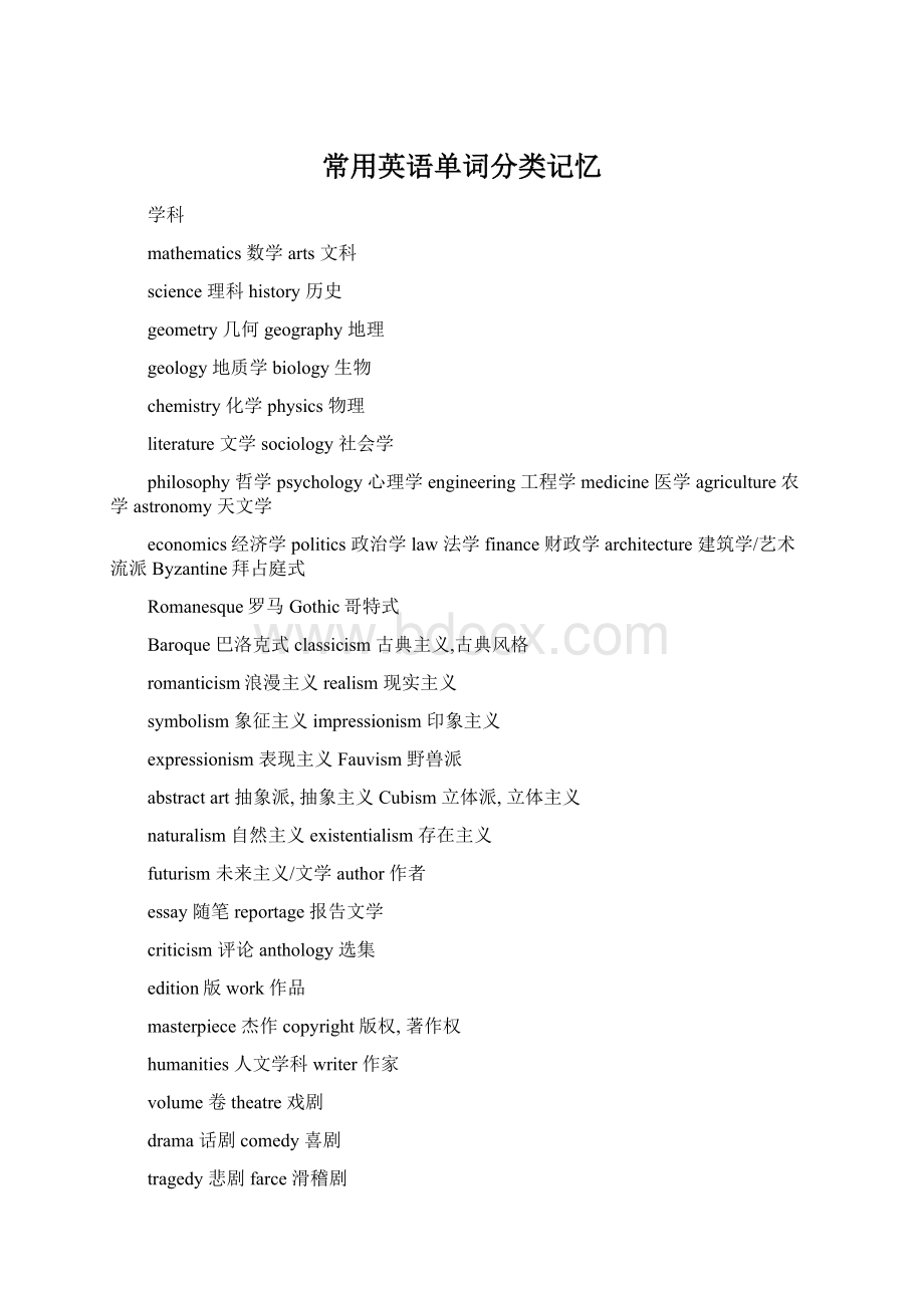 常用英语单词分类记忆Word文档格式.docx