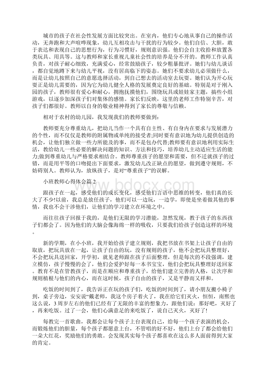 小班教师心得体会4篇Word文档格式.docx_第2页