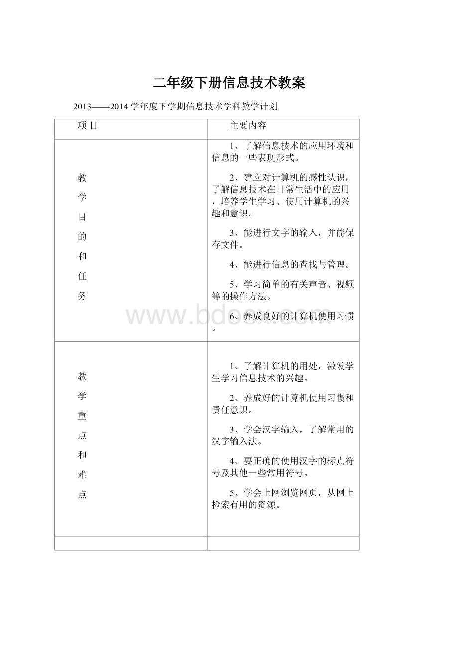 二年级下册信息技术教案.docx_第1页