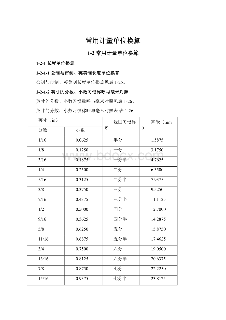 常用计量单位换算Word文档下载推荐.docx