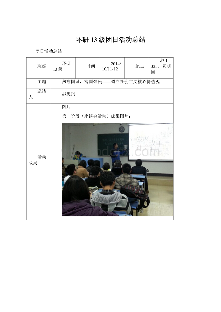 环研13级团日活动总结Word格式文档下载.docx