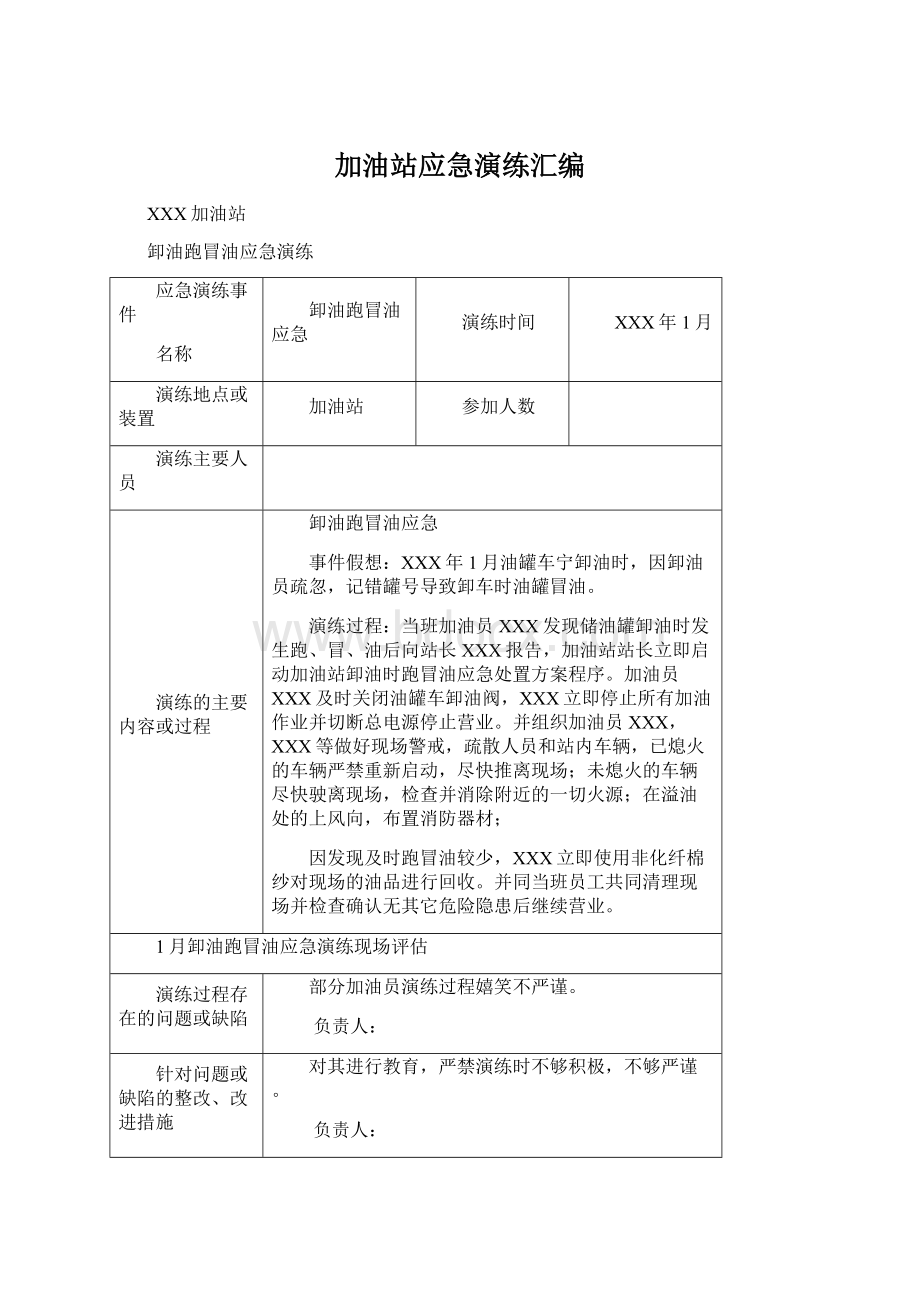 加油站应急演练汇编Word格式文档下载.docx_第1页