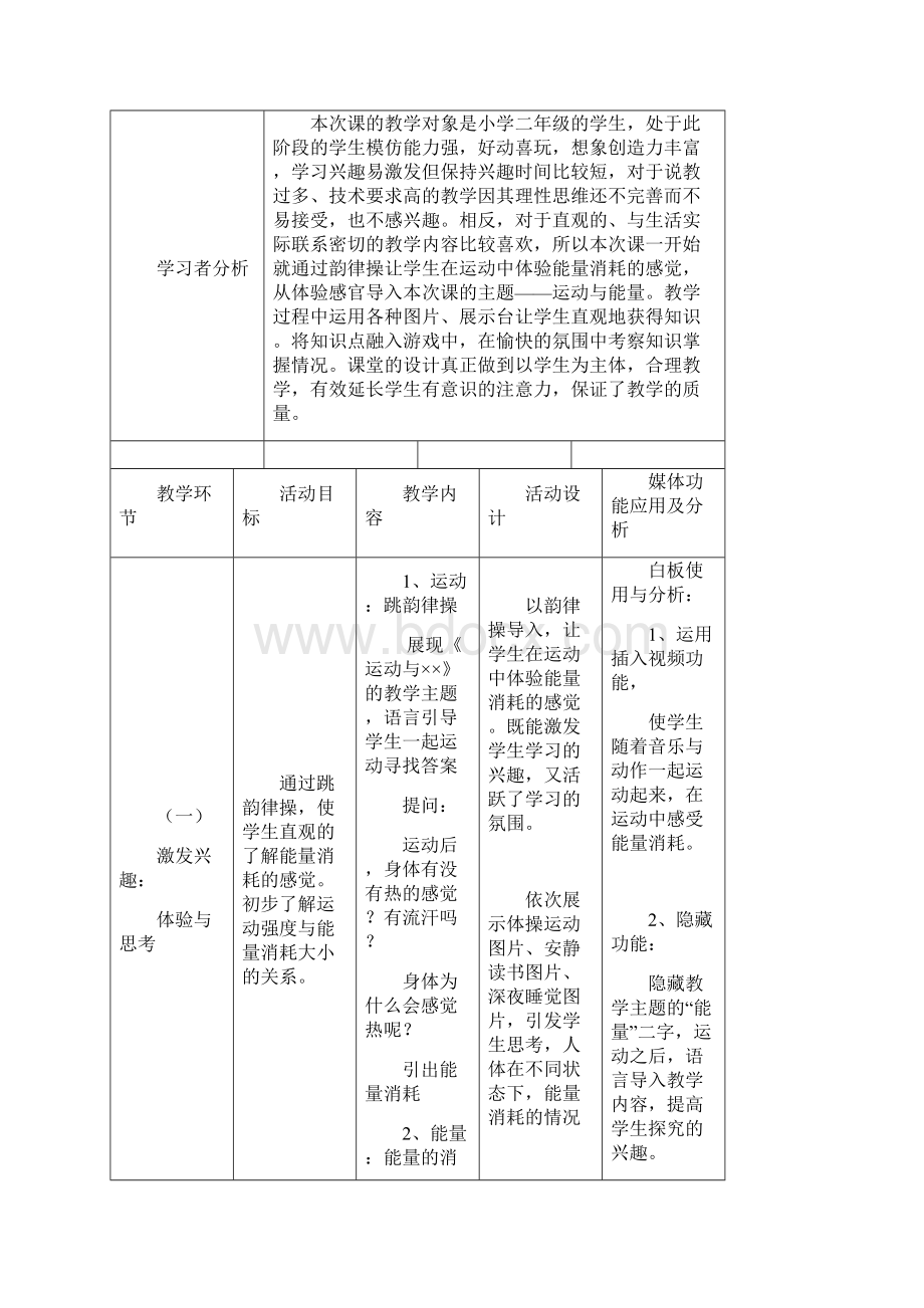 小学体育《运动与能量教学设计》张微交互环境.docx_第2页