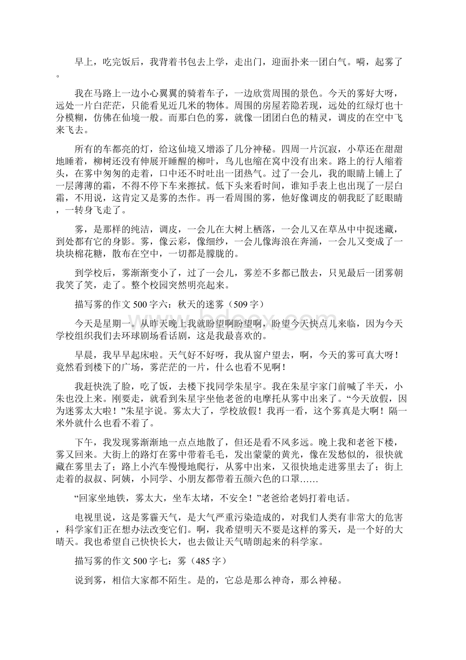 描写雾的作文十篇整理教学文案文档格式.docx_第3页