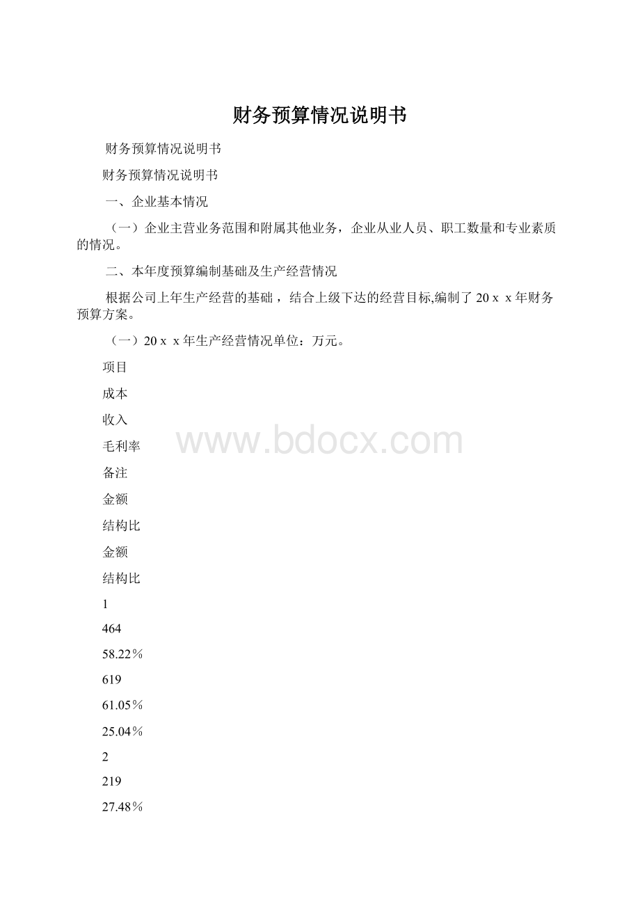 财务预算情况说明书.docx_第1页