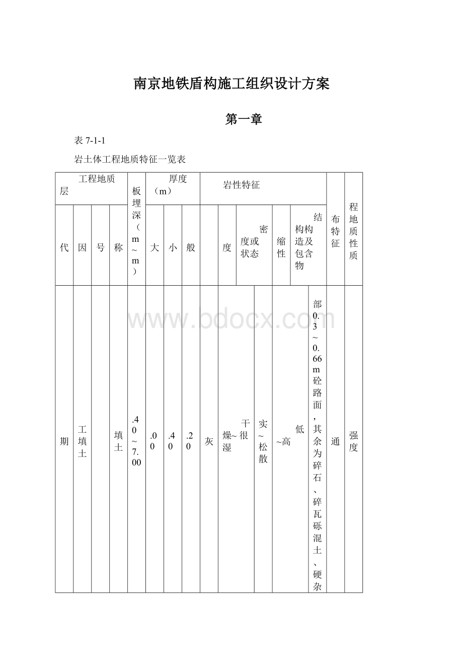 南京地铁盾构施工组织设计方案Word格式.docx