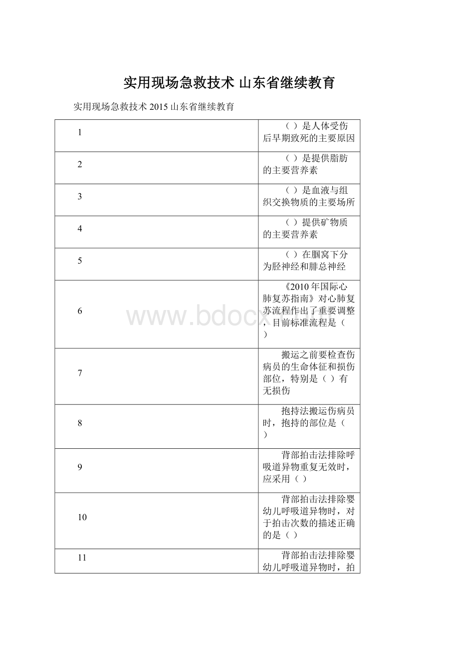 实用现场急救技术 山东省继续教育Word格式.docx_第1页