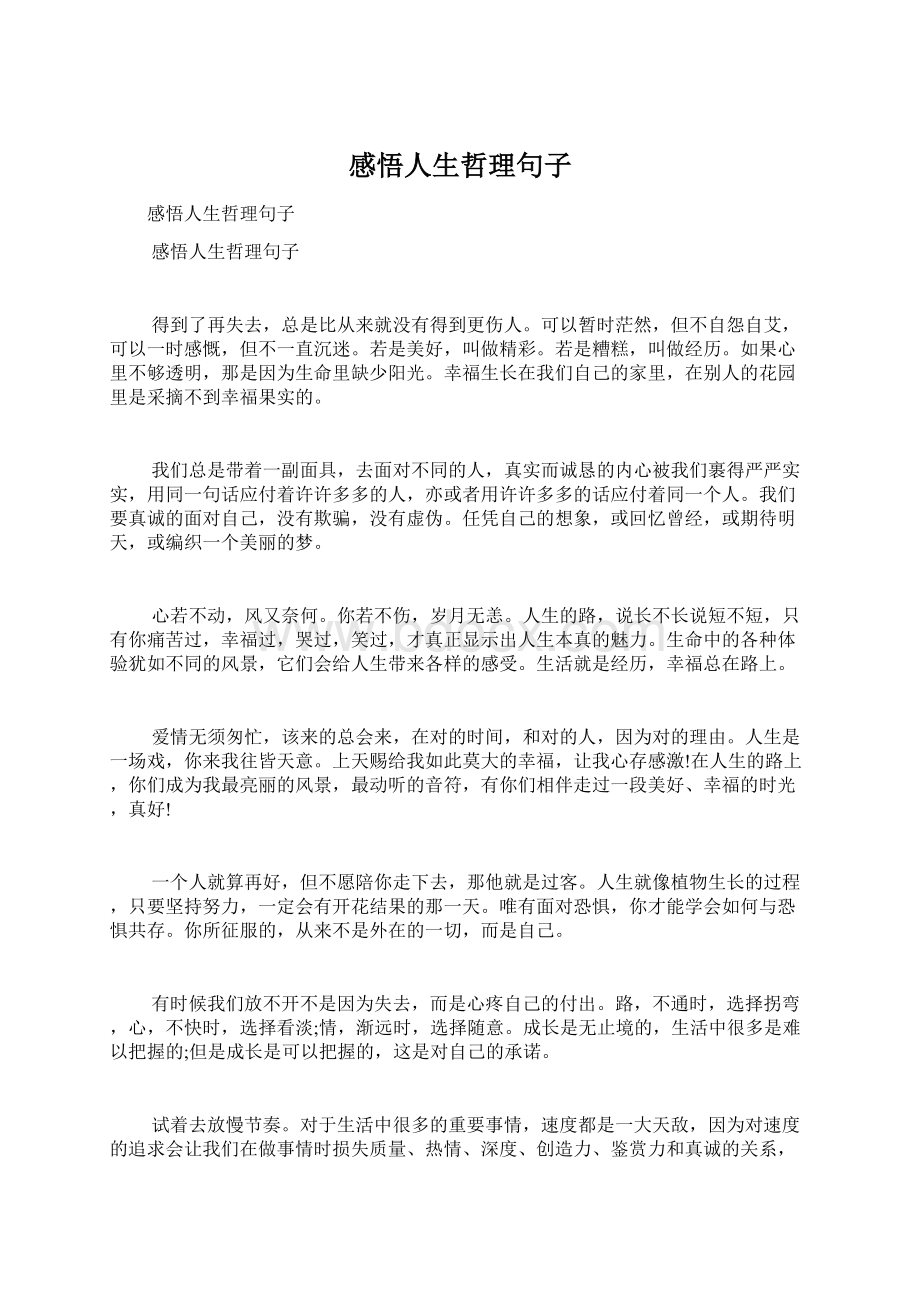 感悟人生哲理句子Word下载.docx_第1页