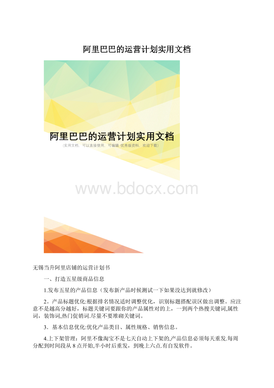 阿里巴巴的运营计划实用文档Word下载.docx