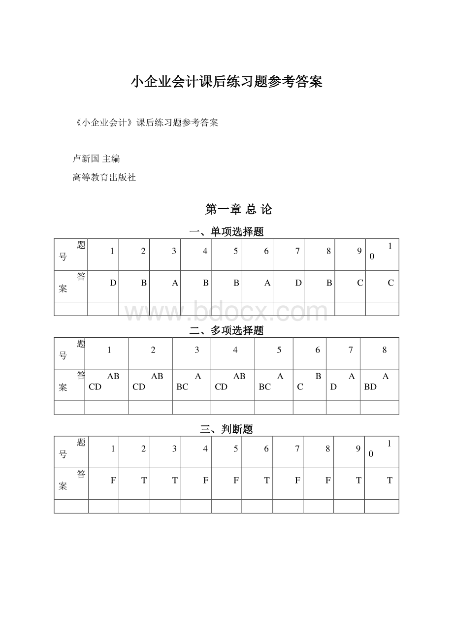 小企业会计课后练习题参考答案.docx_第1页