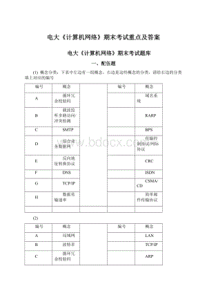 电大《计算机网络》期末考试重点及答案Word文档格式.docx