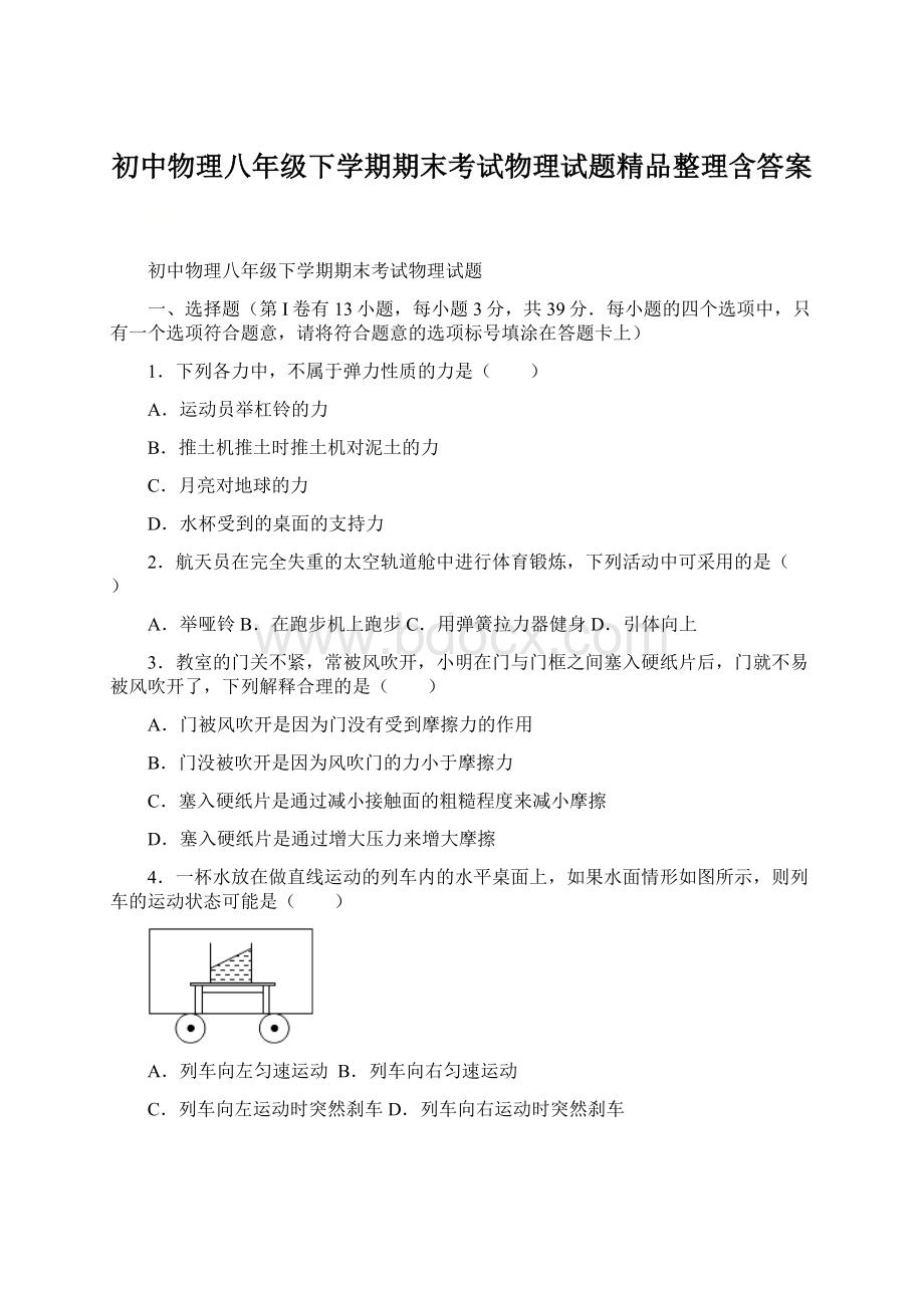 初中物理八年级下学期期末考试物理试题精品整理含答案.docx_第1页