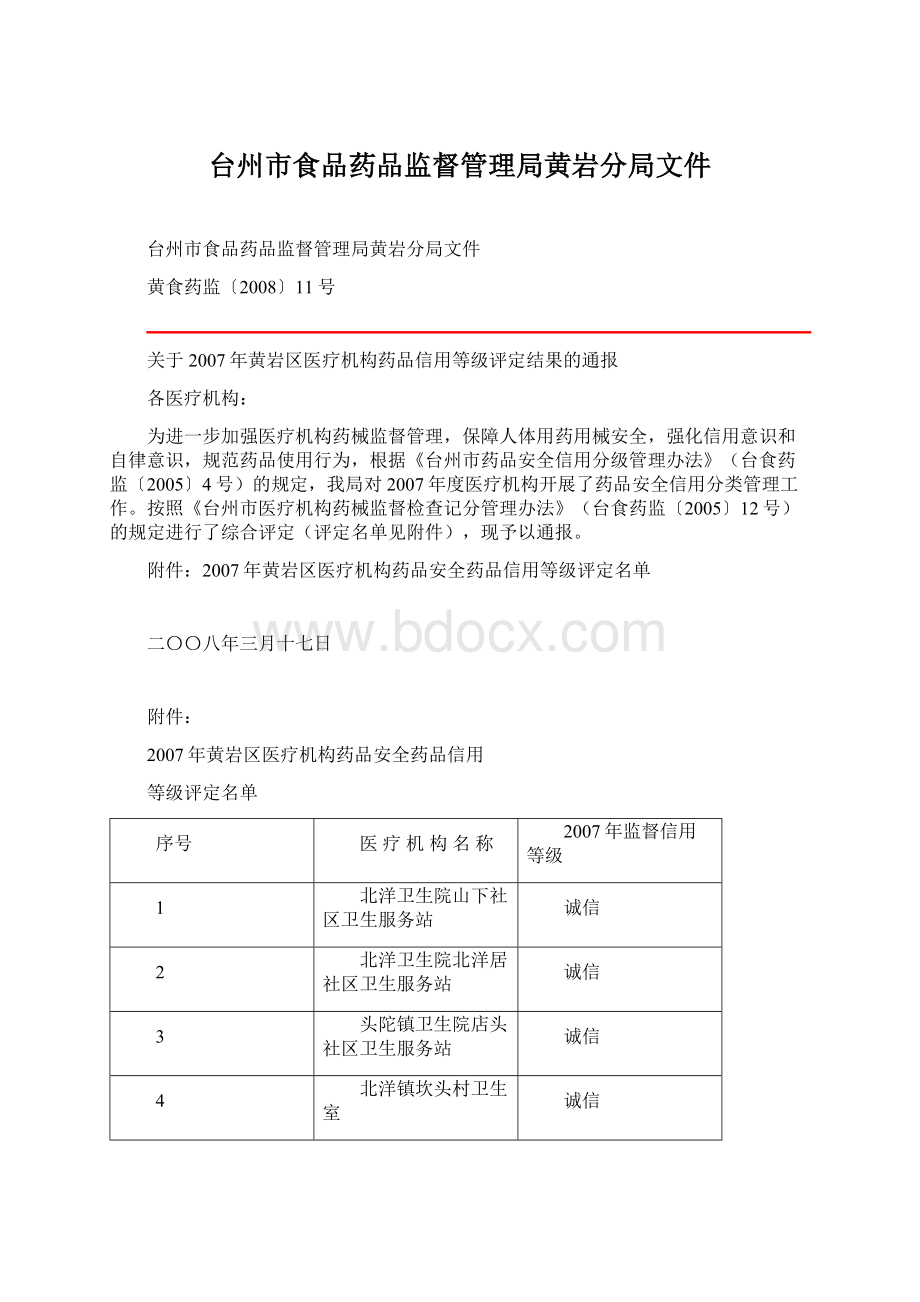 台州市食品药品监督管理局黄岩分局文件.docx_第1页