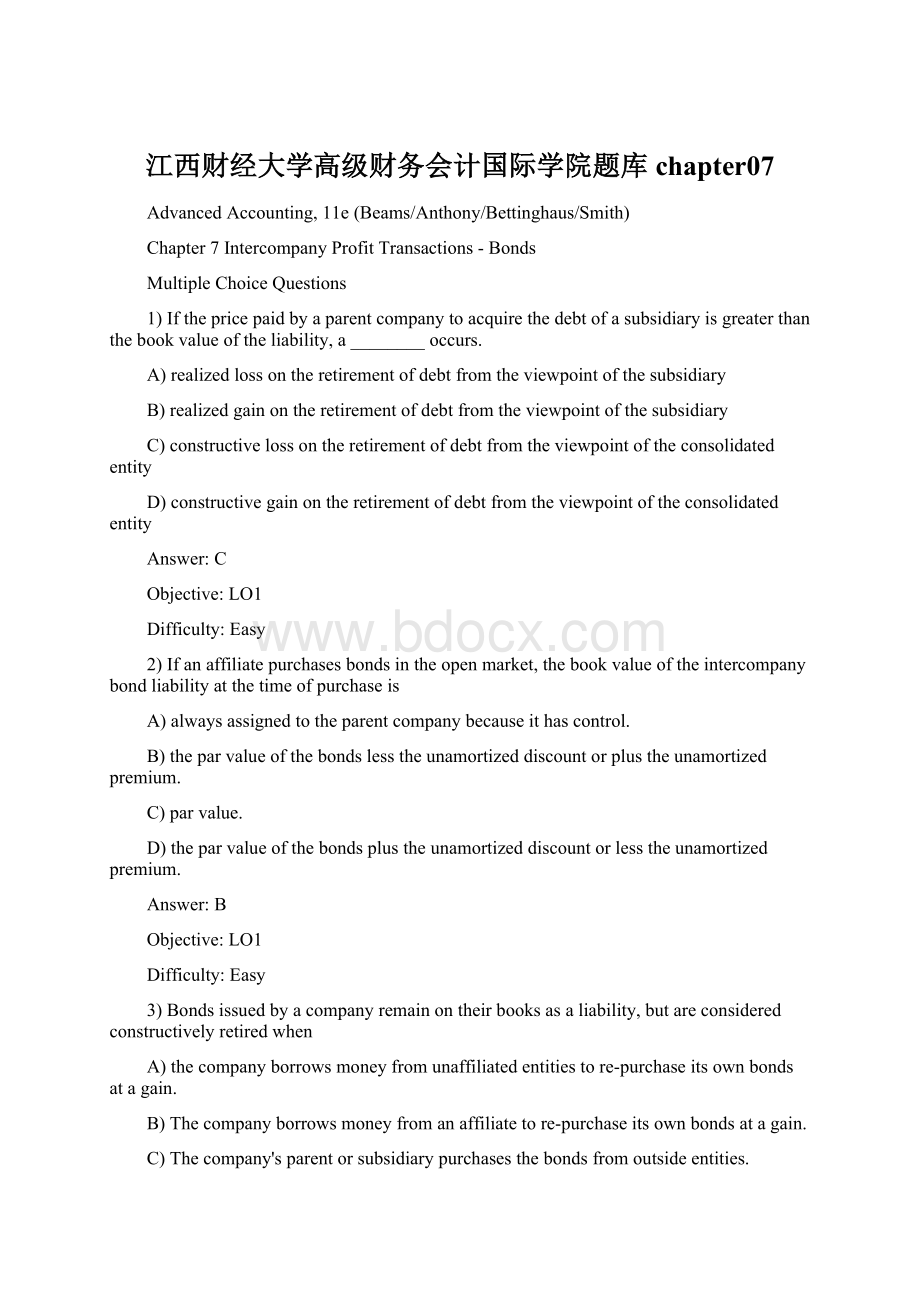 江西财经大学高级财务会计国际学院题库chapter07.docx_第1页