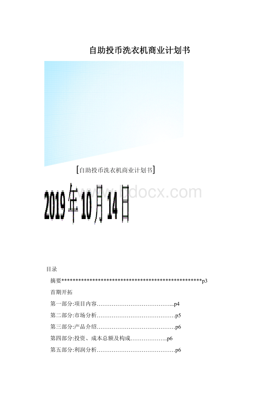 自助投币洗衣机商业计划书.docx_第1页