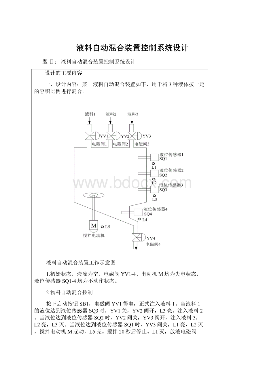 液料自动混合装置控制系统设计Word文档下载推荐.docx