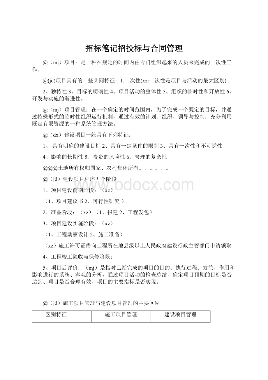 招标笔记招投标与合同管理.docx_第1页