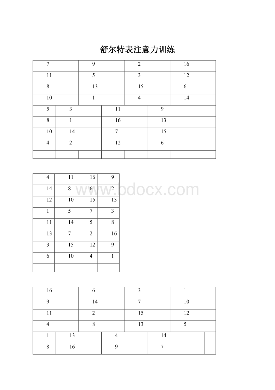 舒尔特表注意力训练Word文档下载推荐.docx_第1页